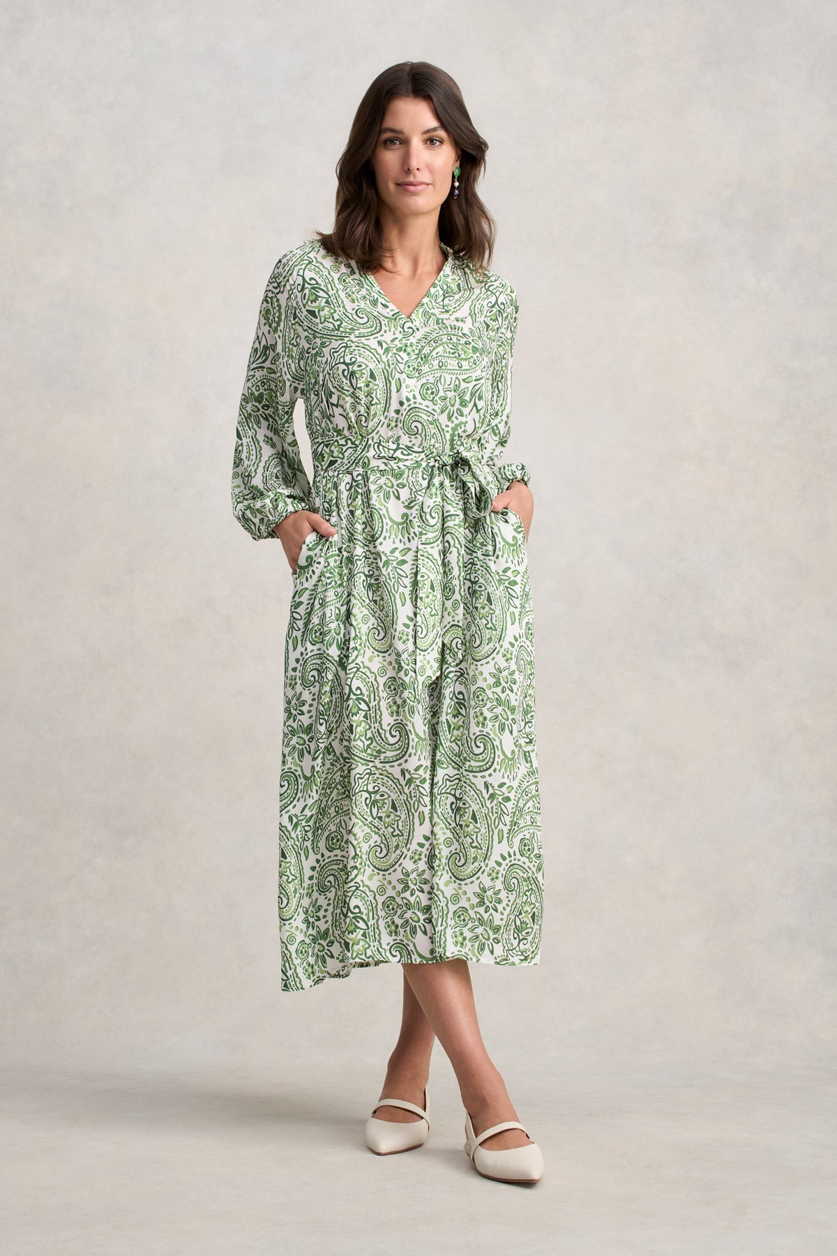 Blouson Sleeve Shift Dress - Green Paisley Print – Blue Illusion