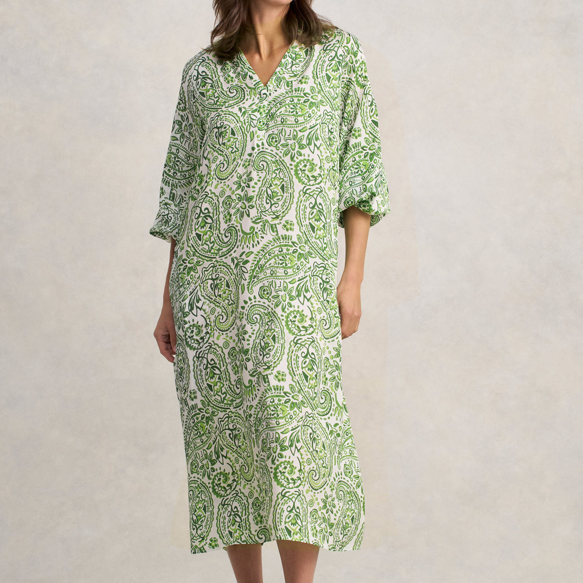 Blouson Sleeve Shift Dress - Green Paisley Print – Blue Illusion