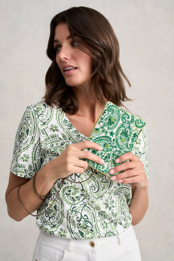 Paisley Print Cos Bag - Green