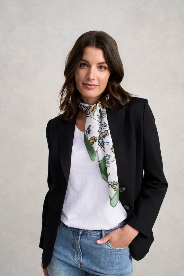 Leaf Print Square Scarf - Green