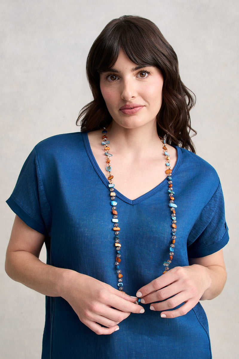 Long Shell Bead Necklace - Multicolour