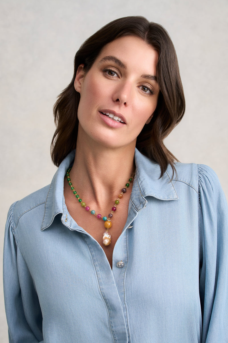 Pearl Pendant Necklace - Multicolour