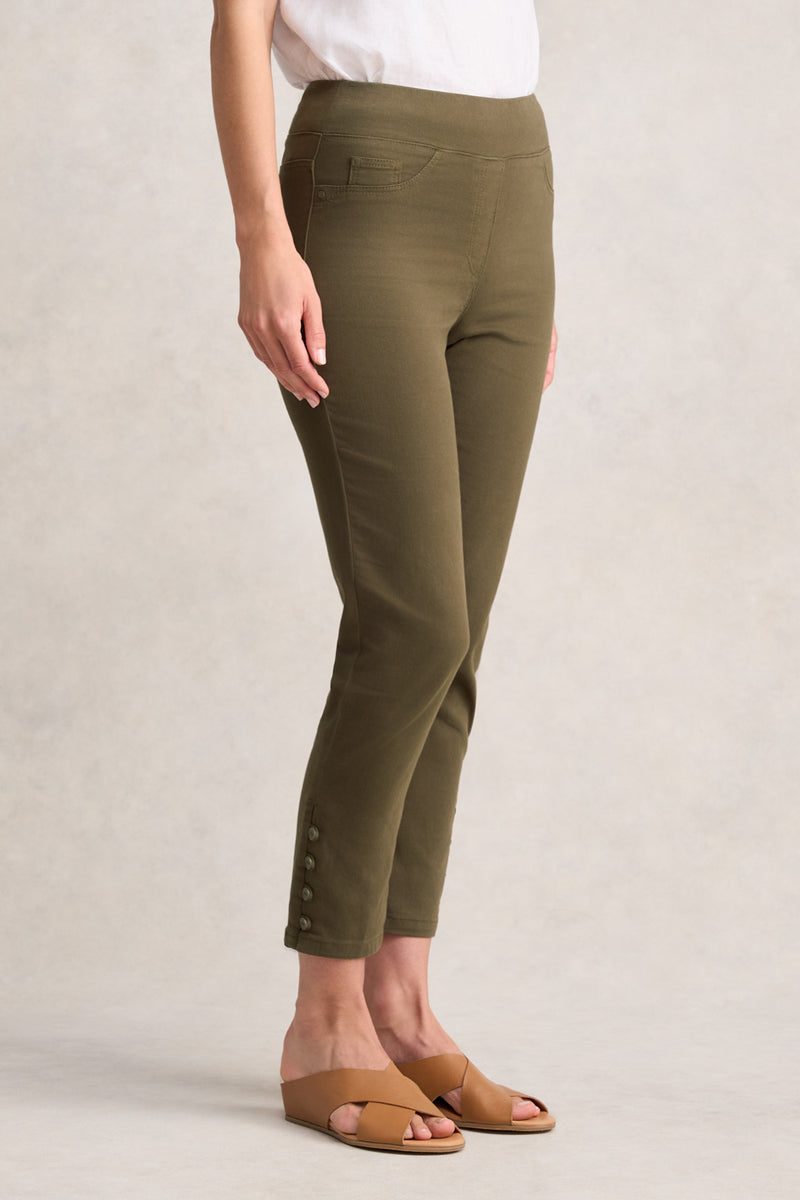 BENGAJEAN ANKLE LENGTH BUTTON DETAIL - DUSTY OLIVE