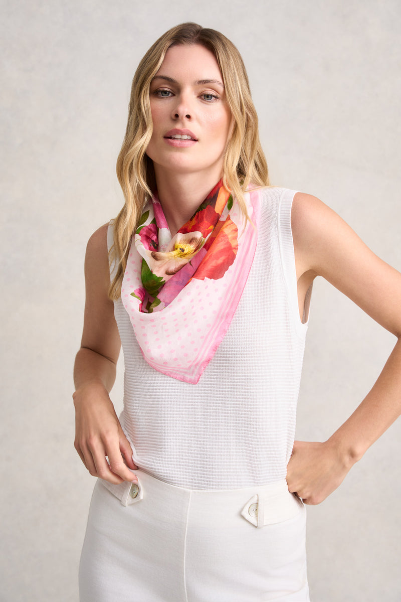 MULTI FLORAL SILK SCARF - MULTICOLOUR