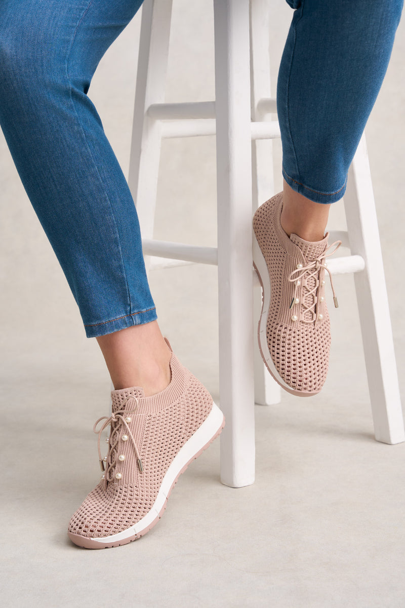 PERLA KNIT SNEAKER - DUSTY PINK