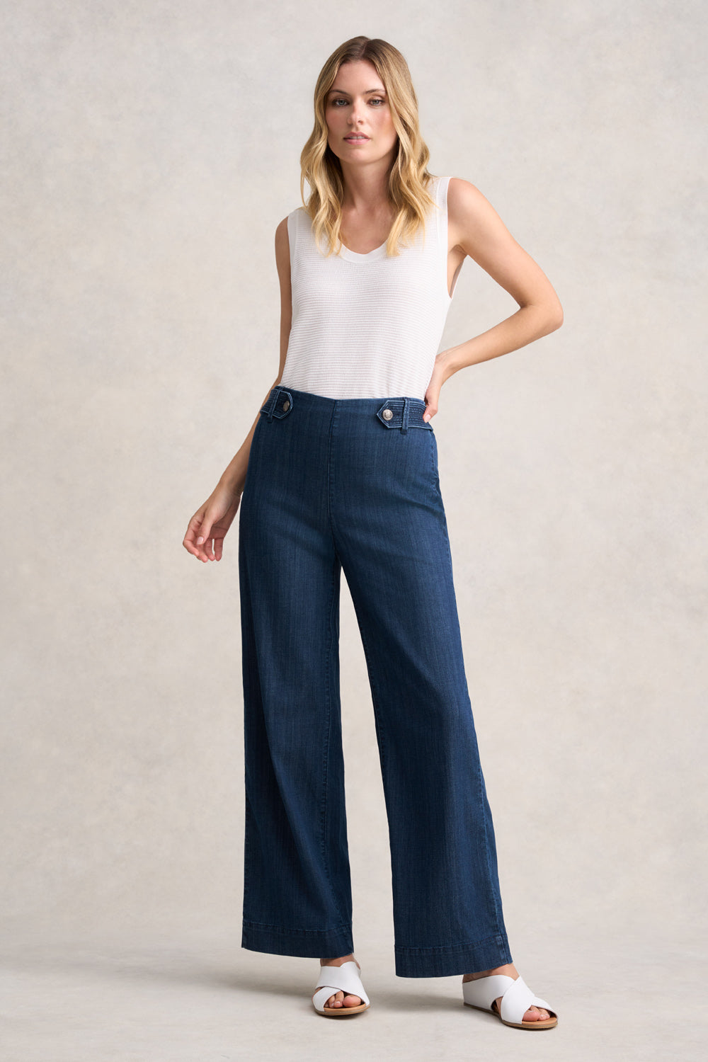 Wide Leg Jeans Mid Blue Denim – Blue Illusion