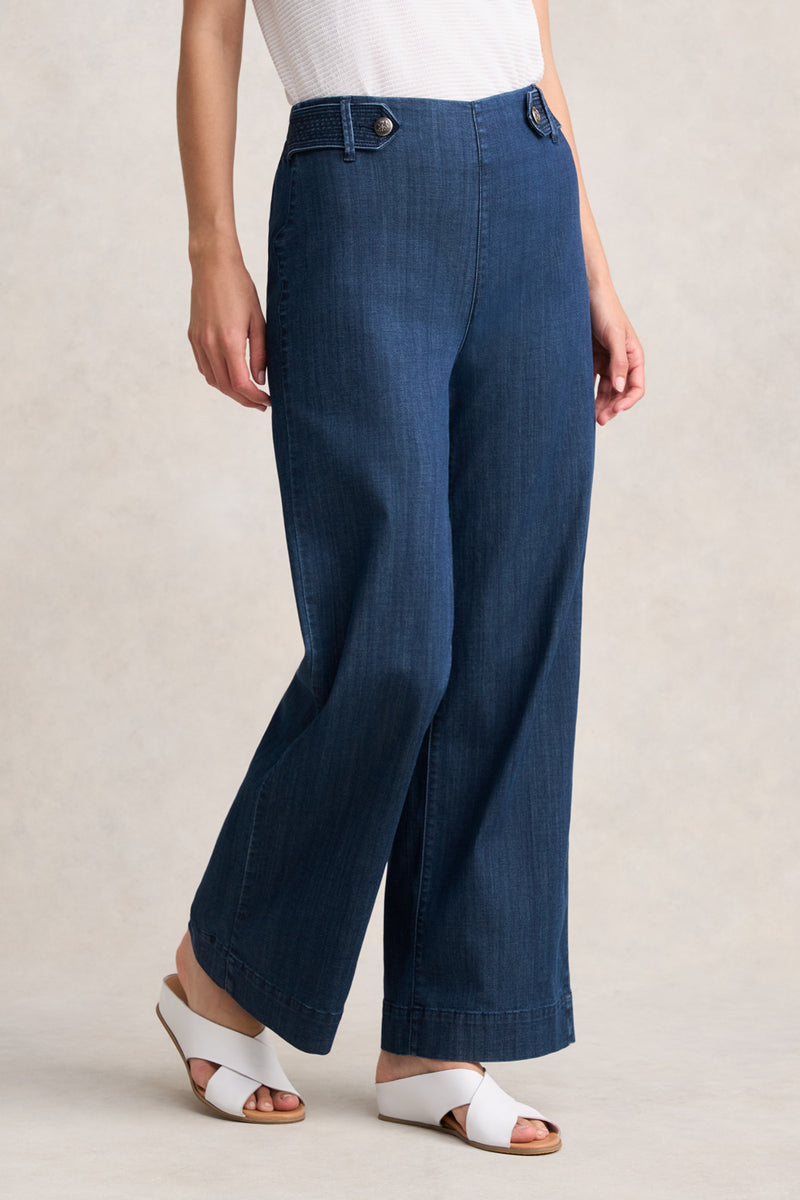WIDE LEG JEANS - MID BLUE DENIM