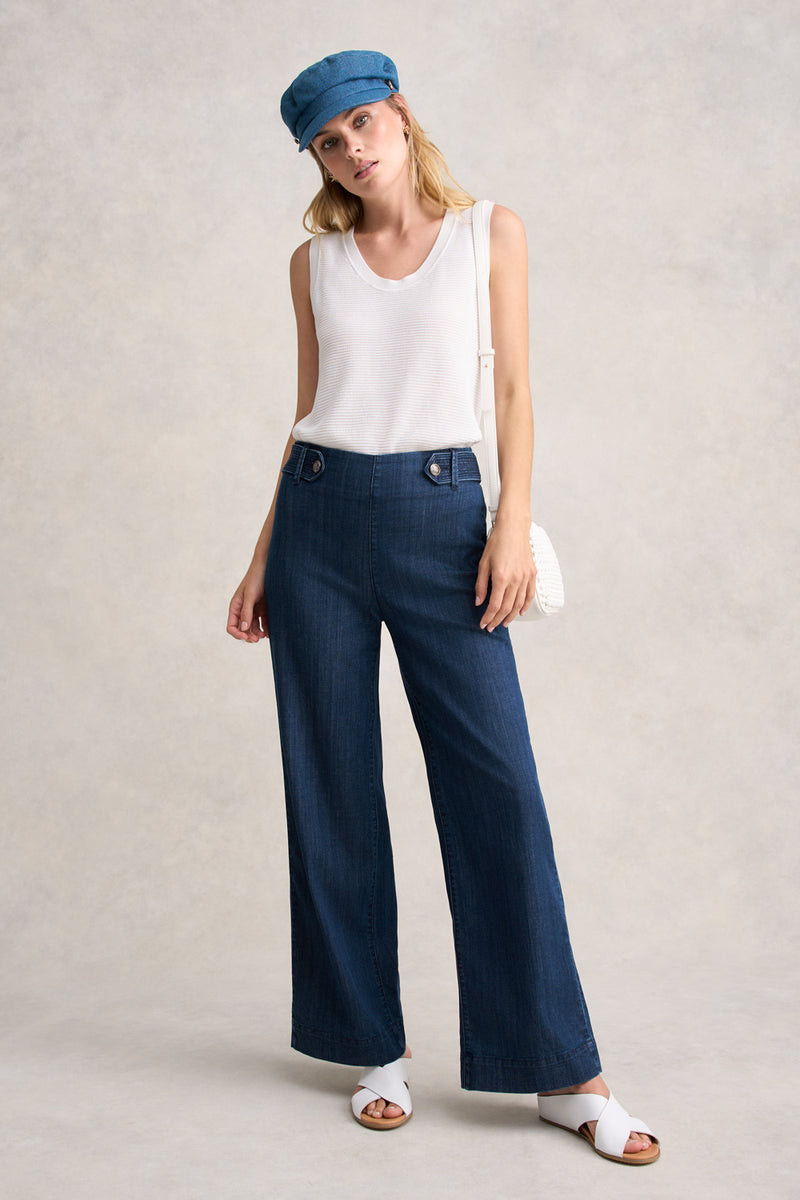 WIDE LEG JEANS - MID BLUE DENIM