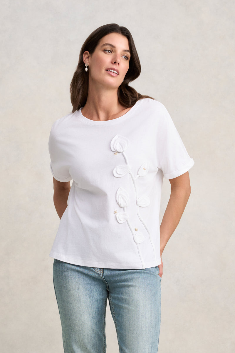 Cotton Applique T-Shirt - White