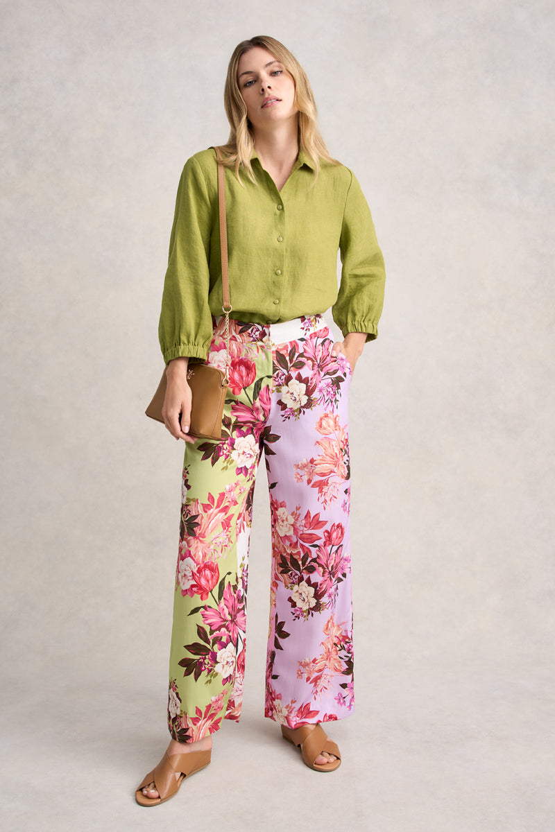 THREE QUARTER SLEEVE LINEN SHIRT - PEAR CROSS DYE