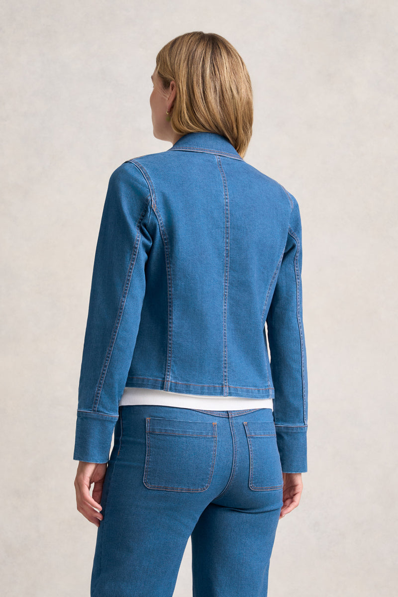 CROPPED DENIM JACKET - DARK DENIM