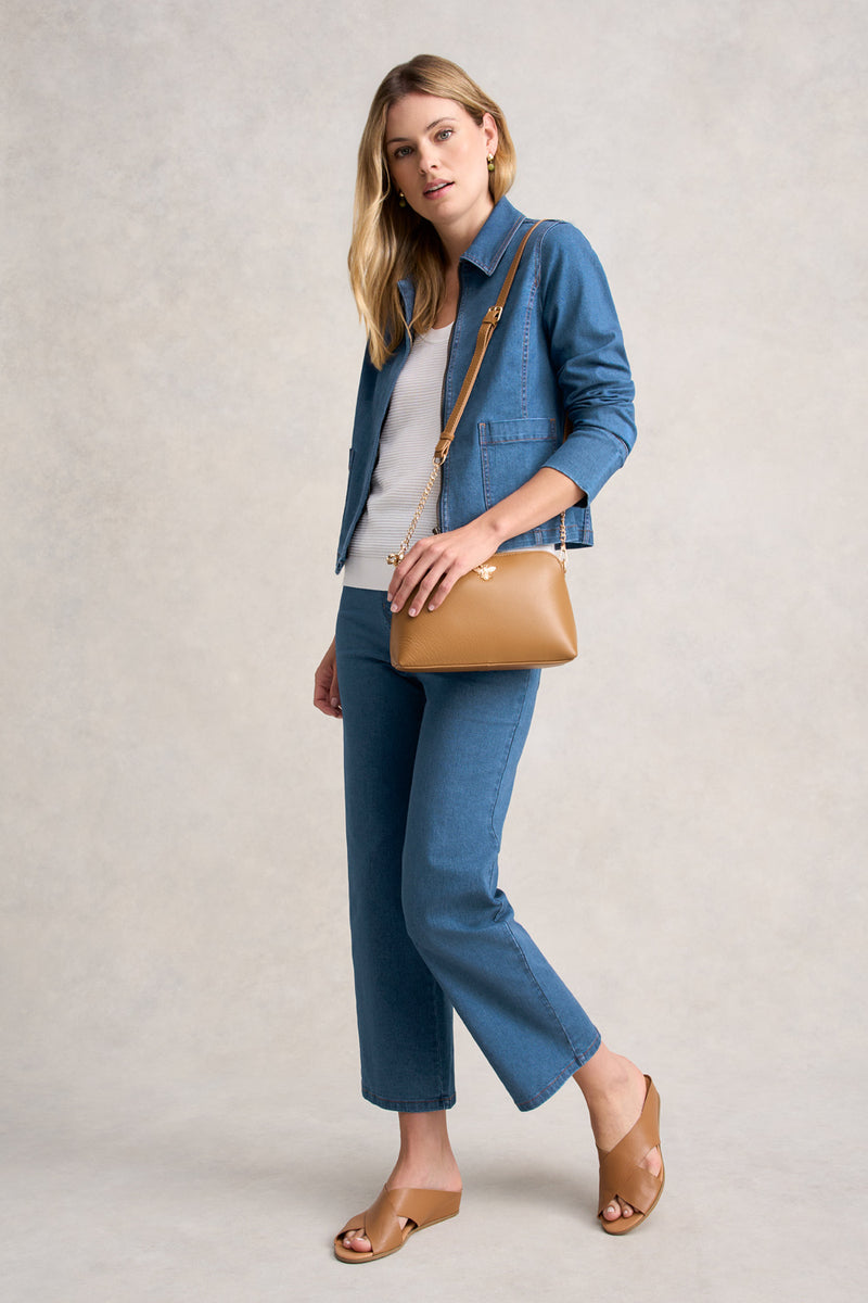 CROPPED DENIM JACKET - DARK DENIM