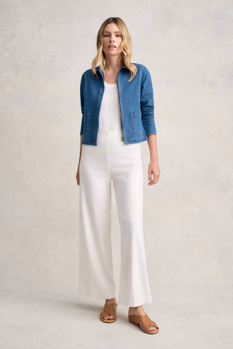 CROPPED DENIM JACKET - DARK DENIM