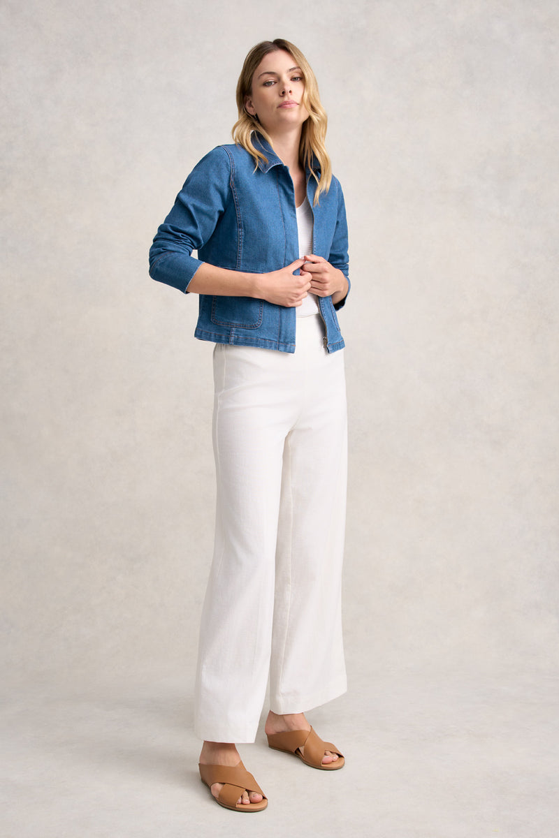 CROPPED DENIM JACKET - DARK DENIM