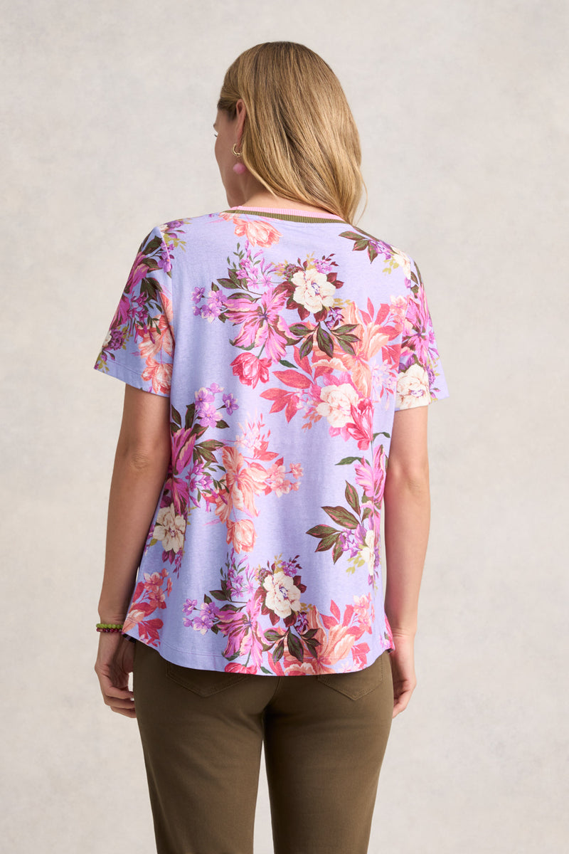 LINEN COTTON T-SHIRT - SPLICED FLORAL