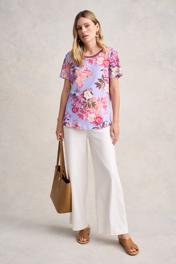 LINEN COTTON T-SHIRT - SPLICED FLORAL