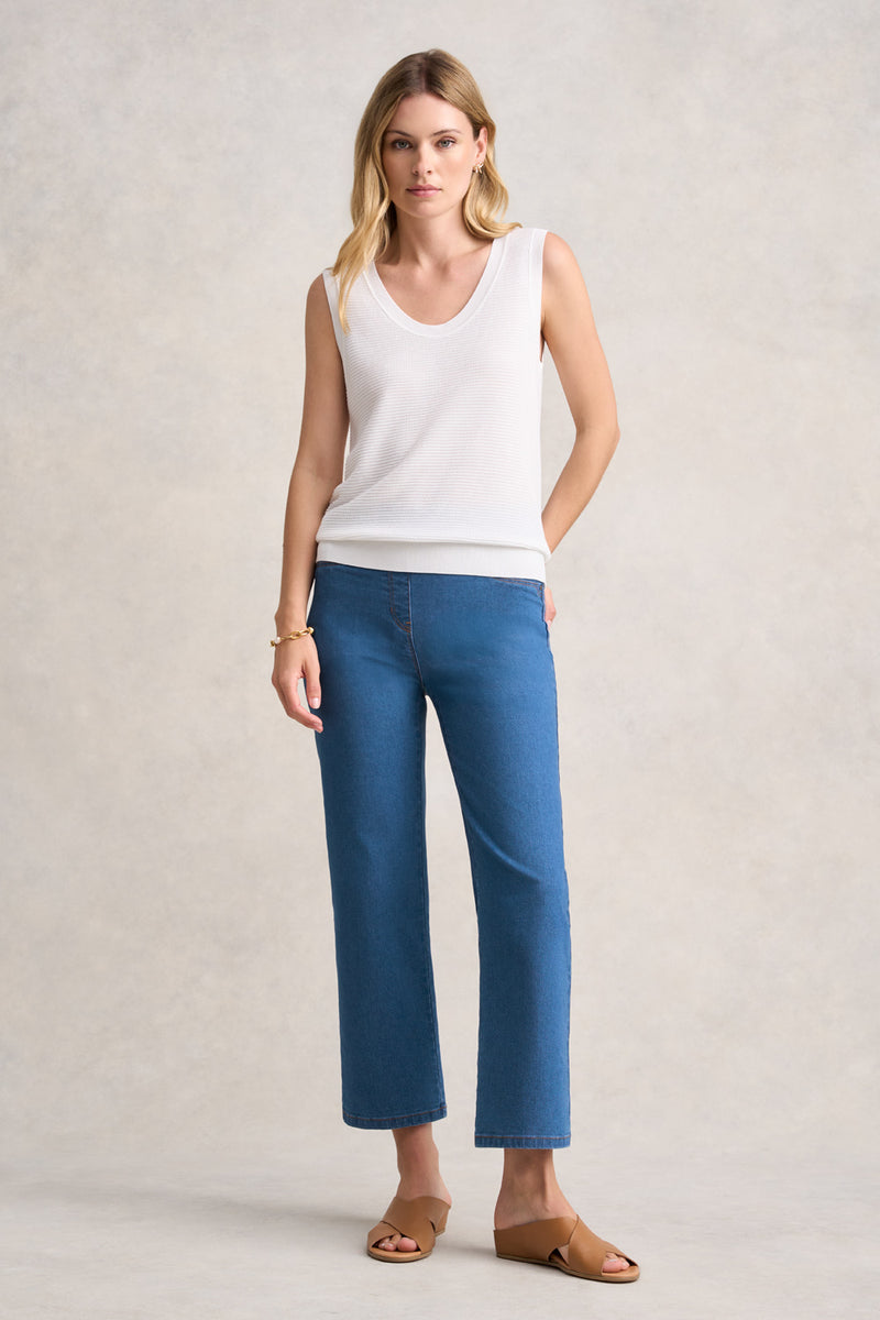 V-NECK KNIT TANK - WHITE