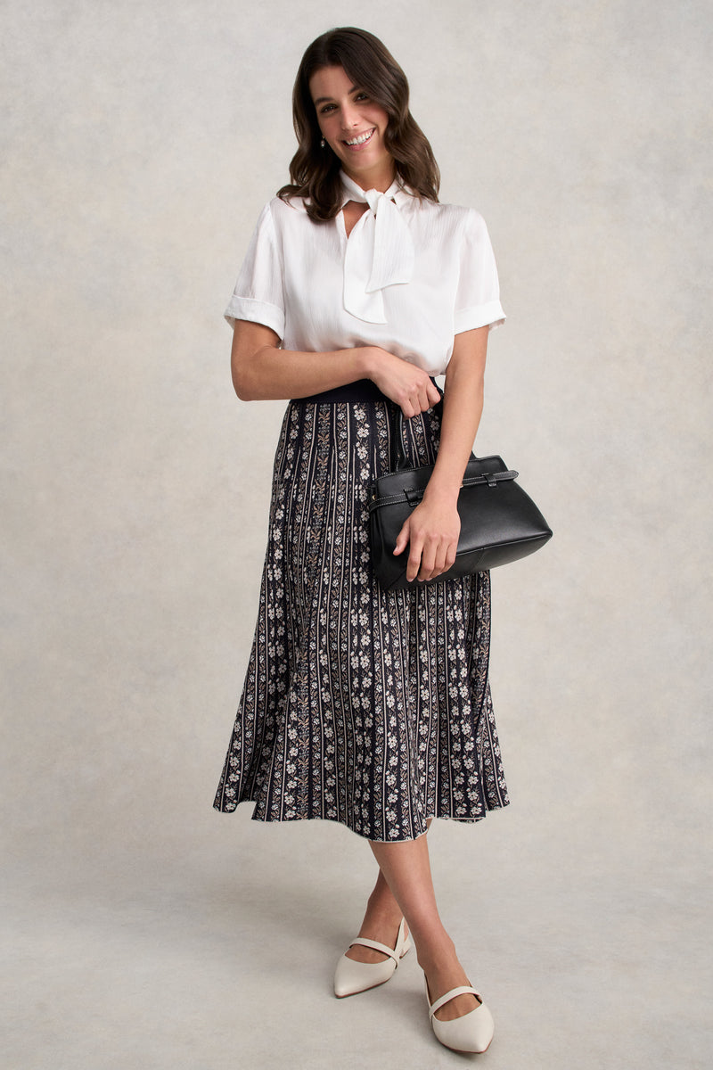 Jacquard Knit Skirt - Floral Jacquard