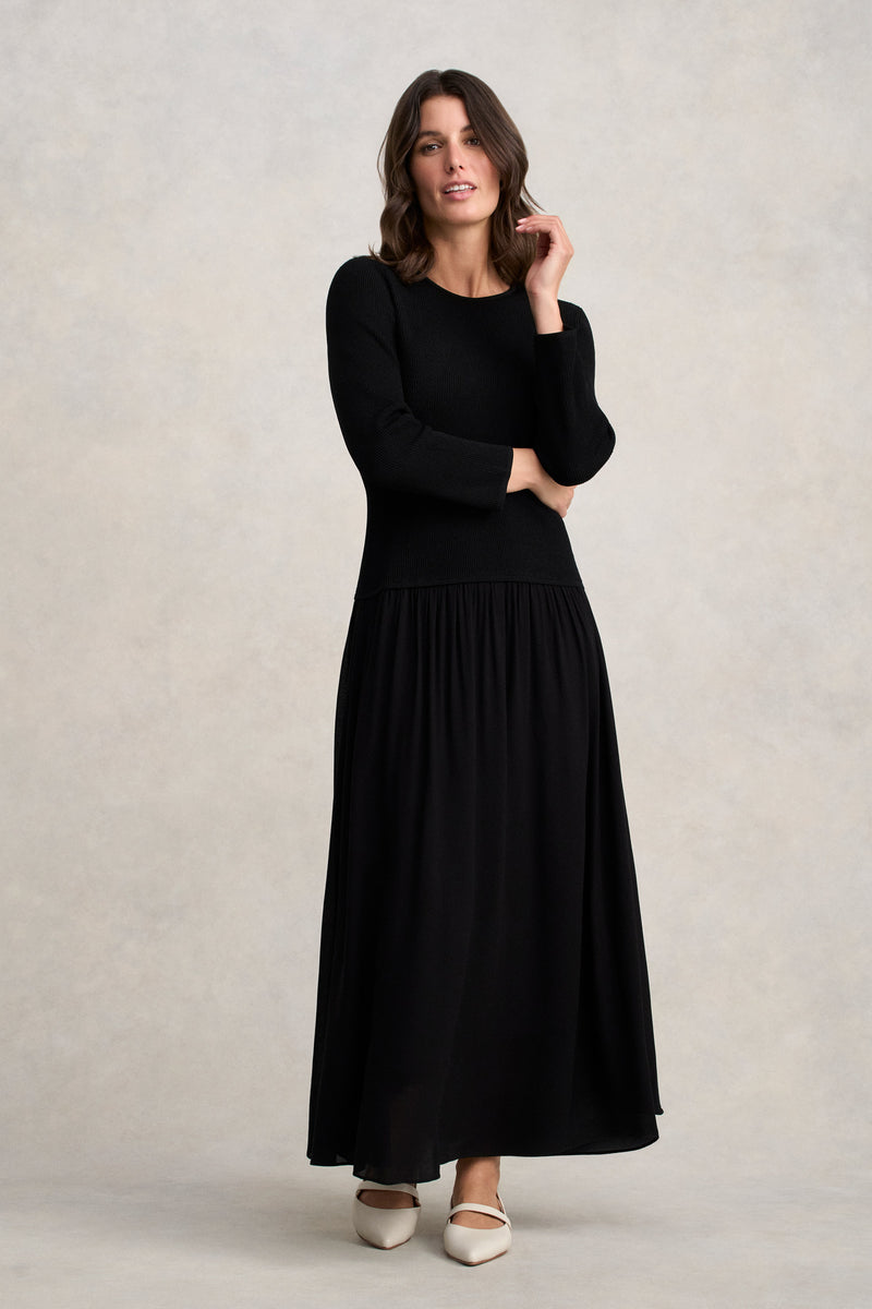 Mix Media Dress - Black Blue Illusion Mix Media Dress - Black Blue Illusion