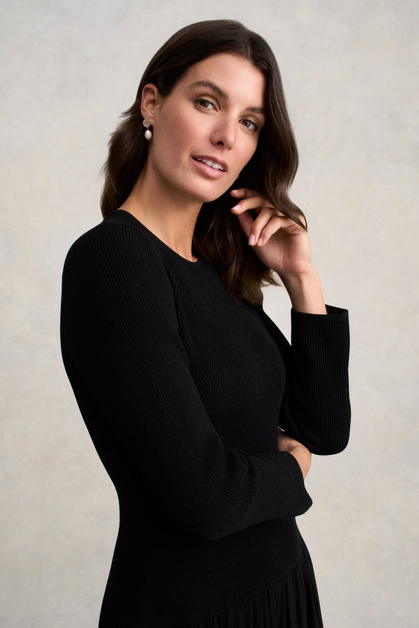 Mix Media Dress - Black