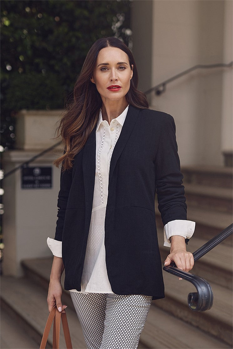 Black deals longline blazer