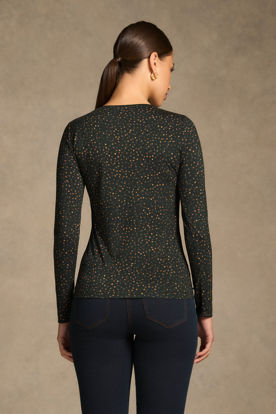 Long Sleeve Crew Neck Top - Dappled Print – Blue Illusion