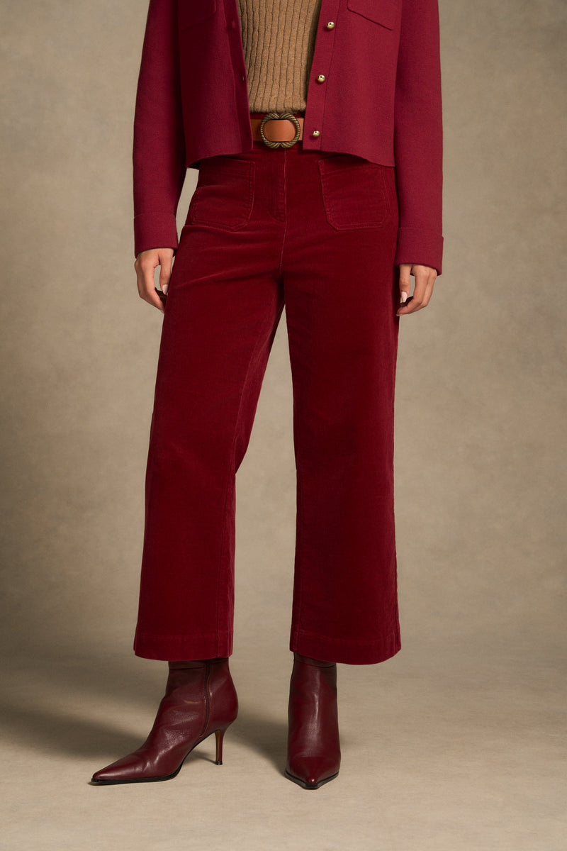 Cropped Cord Pant - Merlot