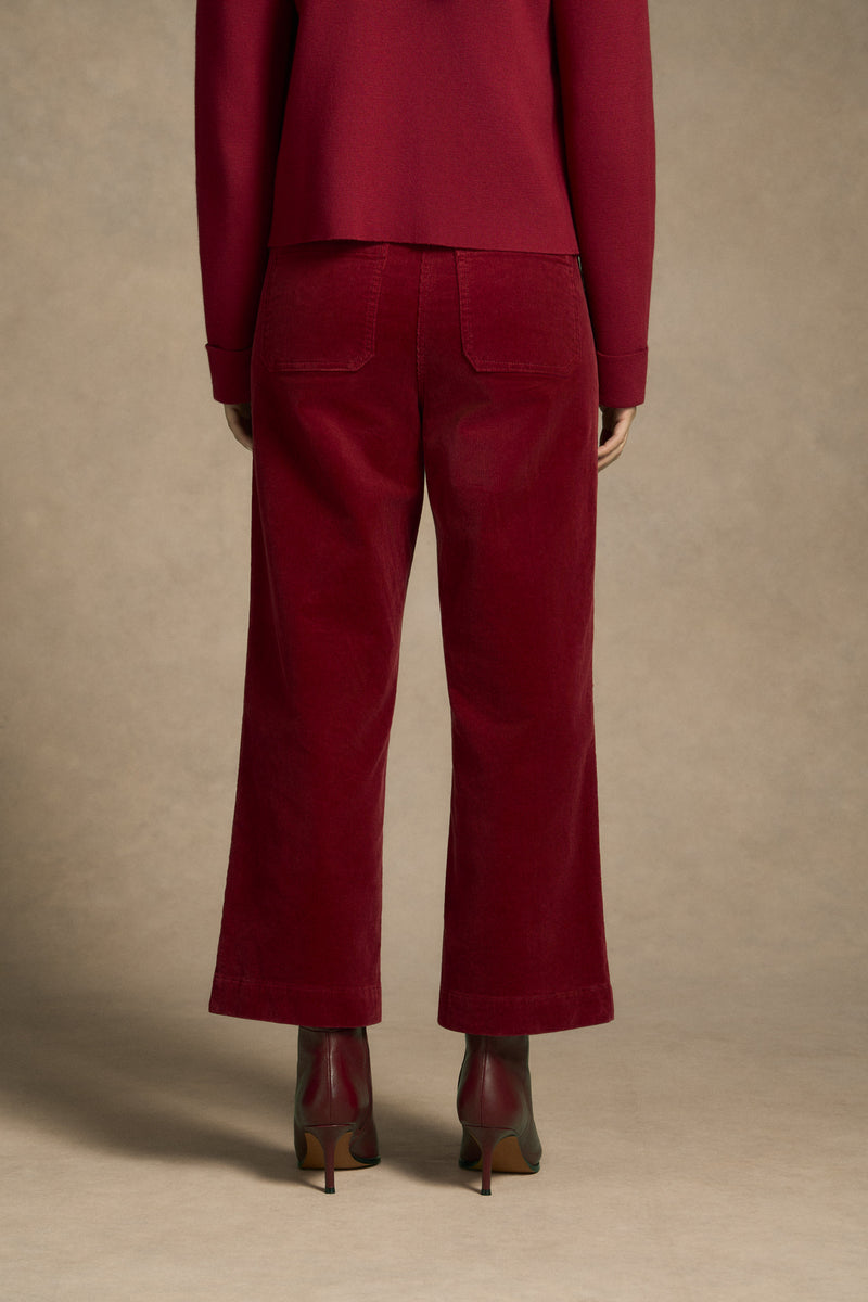 Cropped Cord Pant - Merlot