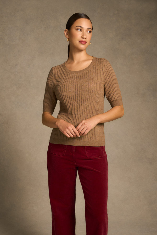 Cable Knit Tee - Praline