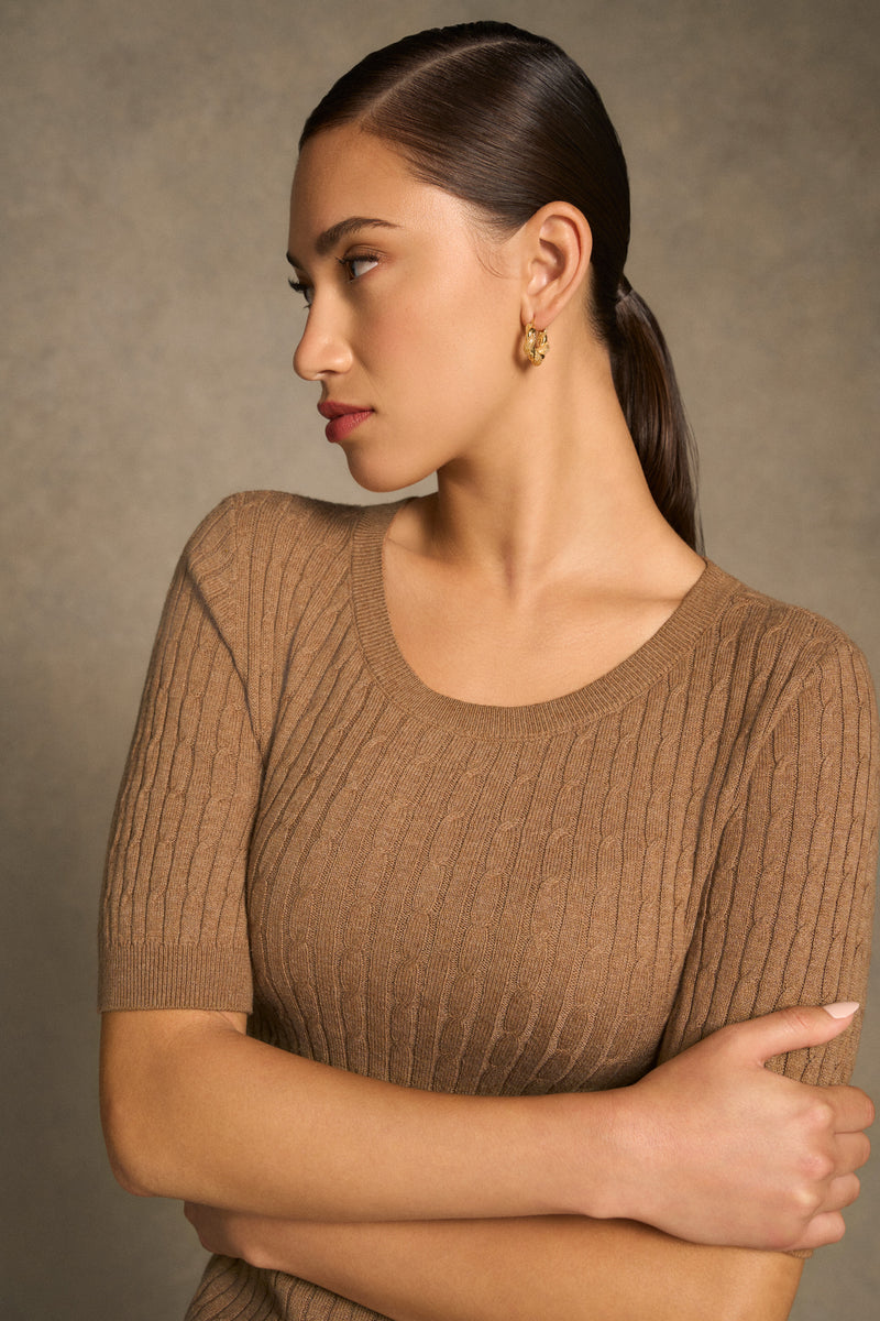 Cable Knit Tee - Praline
