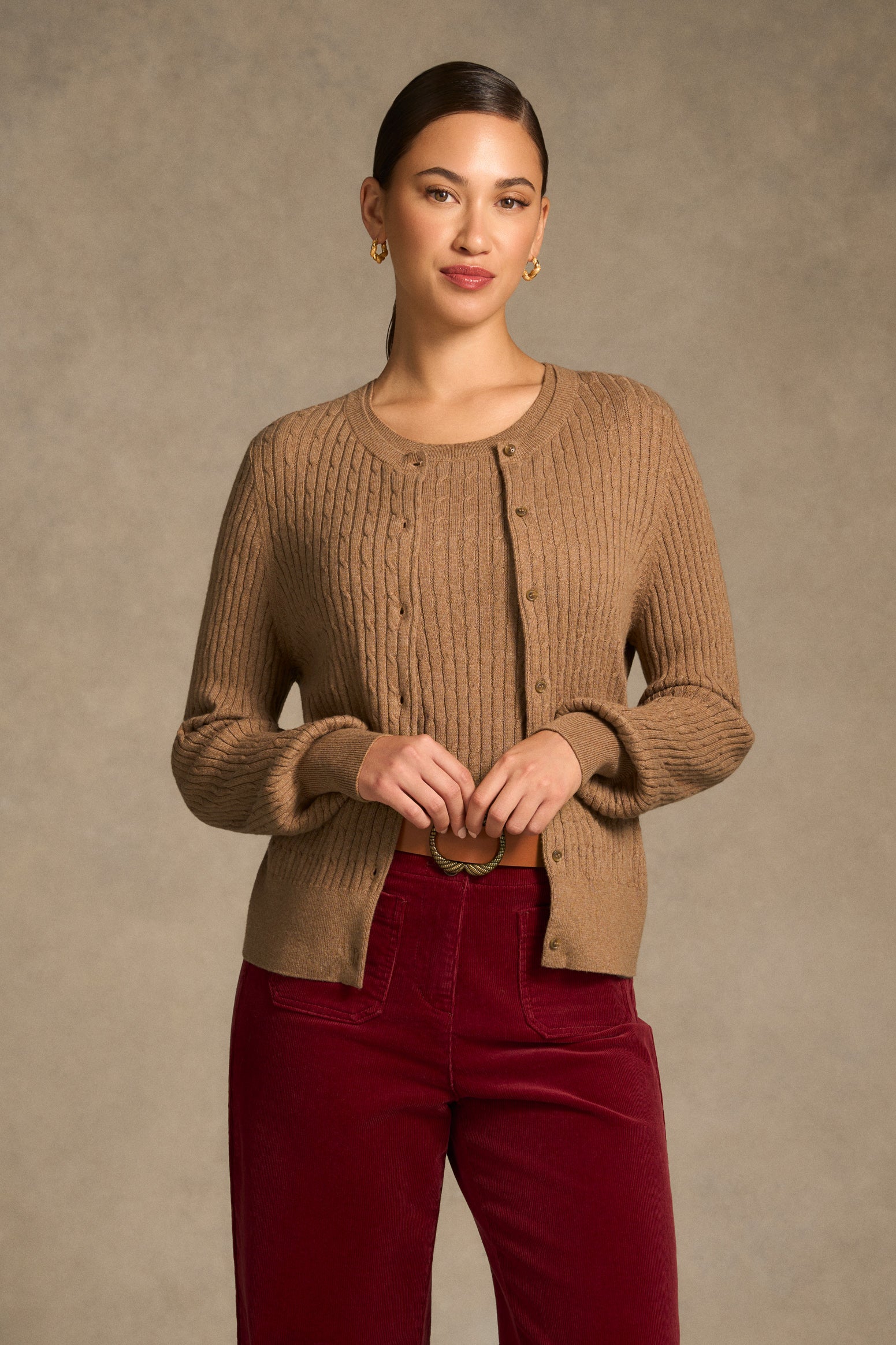 Cable Knit Cardigan - Praline – Blue Illusion