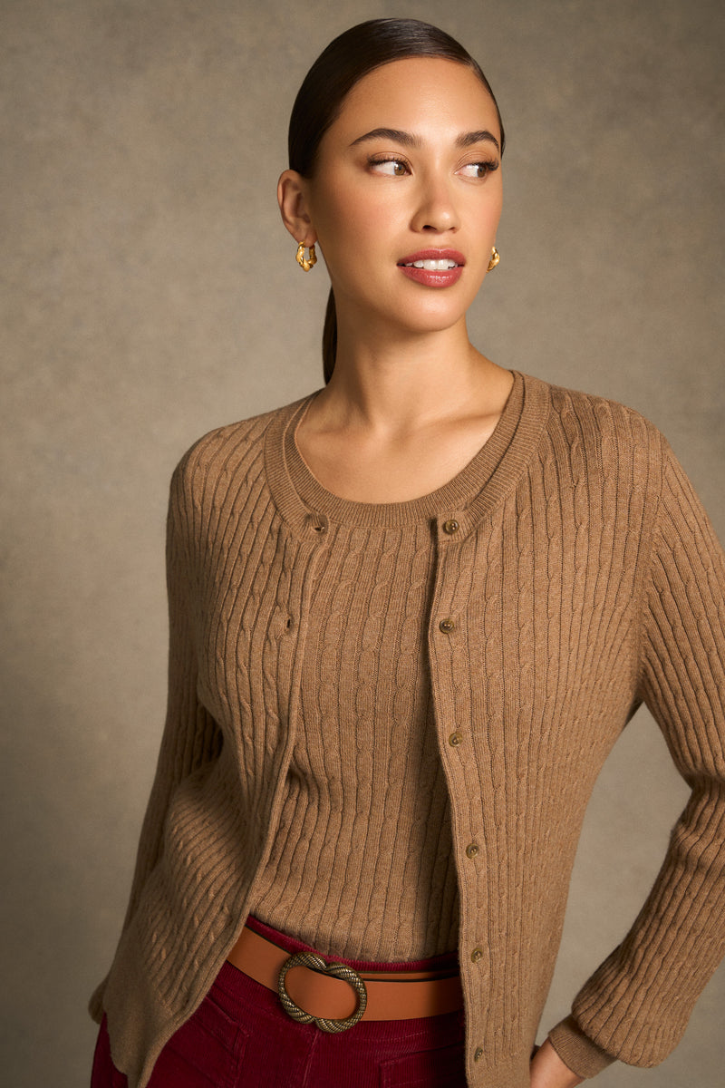 Cable Knit Cardigan - Praline