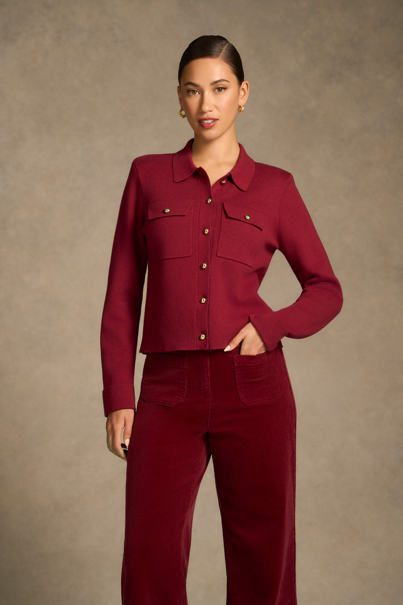 Milano Knit Jacket - Merlot