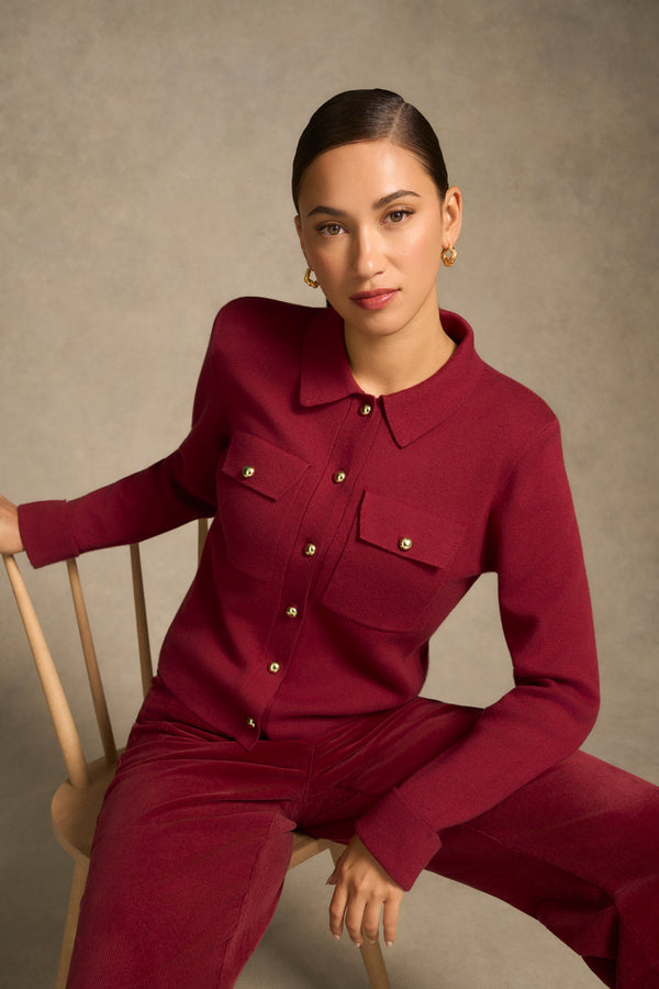 Milano Knit Jacket - Merlot