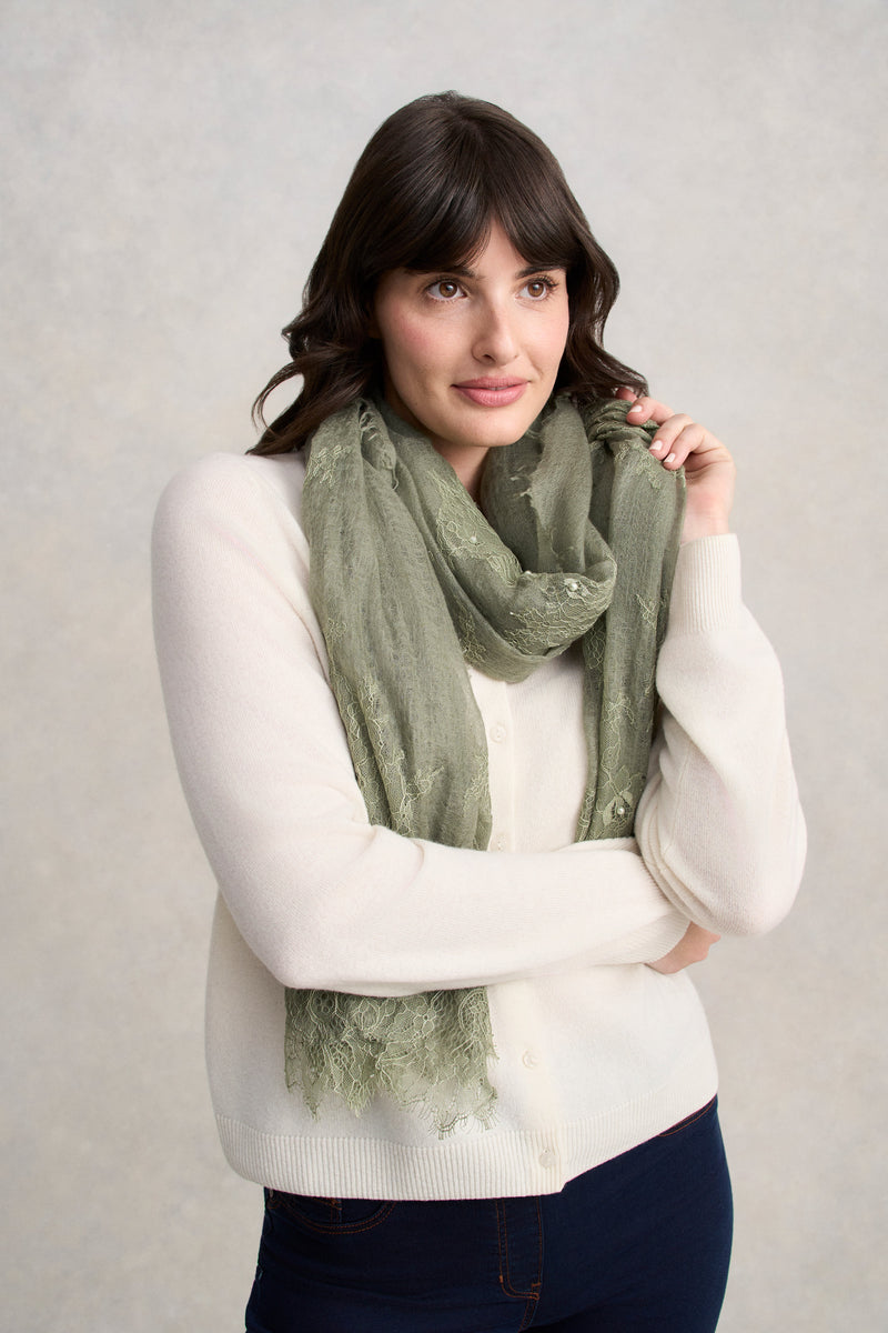 Lace Detail Scarf - Green