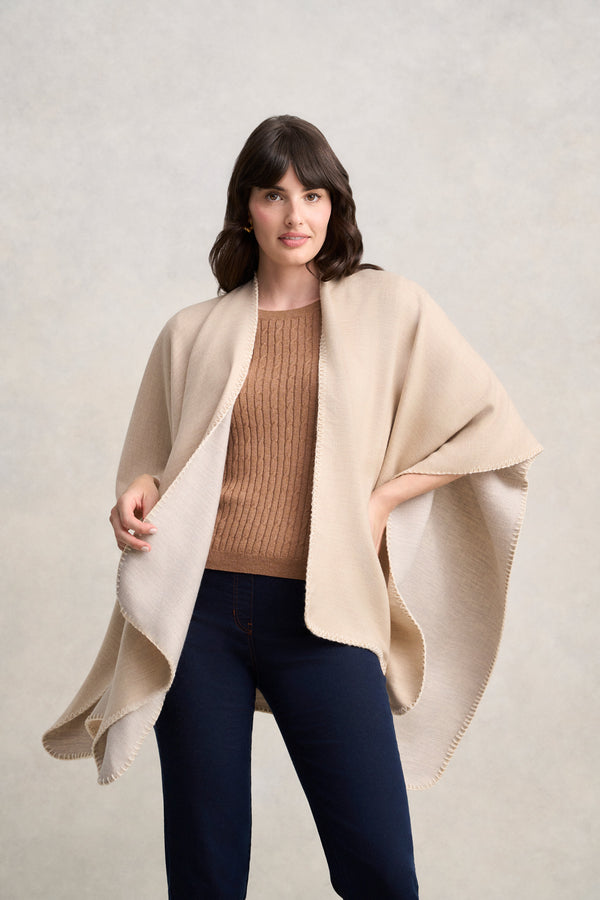 Two Tone Woven Wrap - Camel & Charcoal