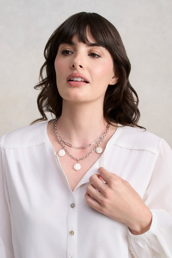 Layered Chain Necklace - Silver