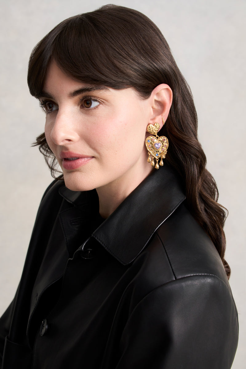 Statement Heart Earrings - Gold