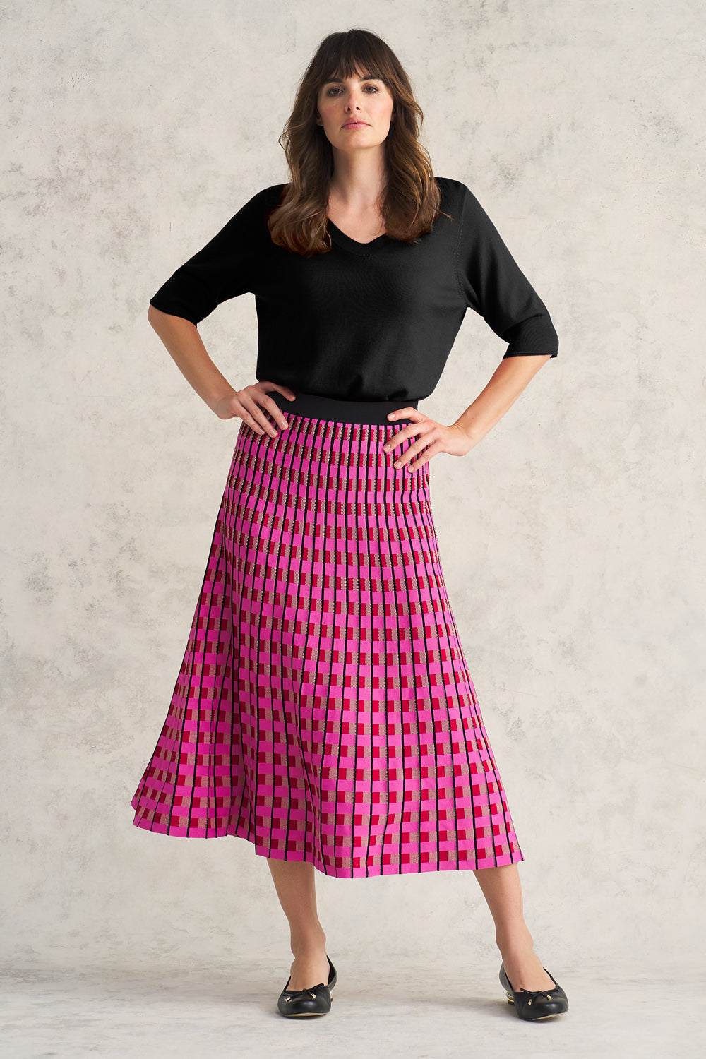Geo Jacquard Knit Skirt – Blue Illusion