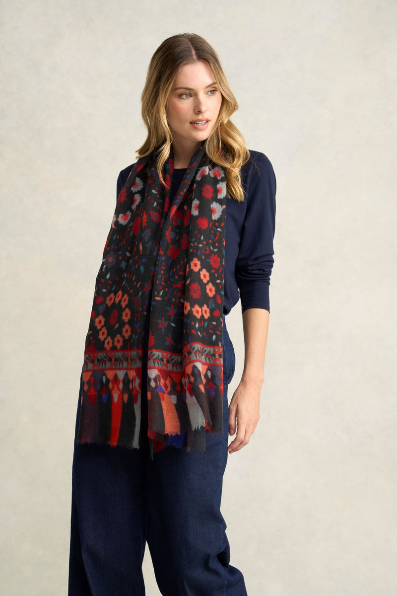 Rouge Floral Wool Scarf - Multi