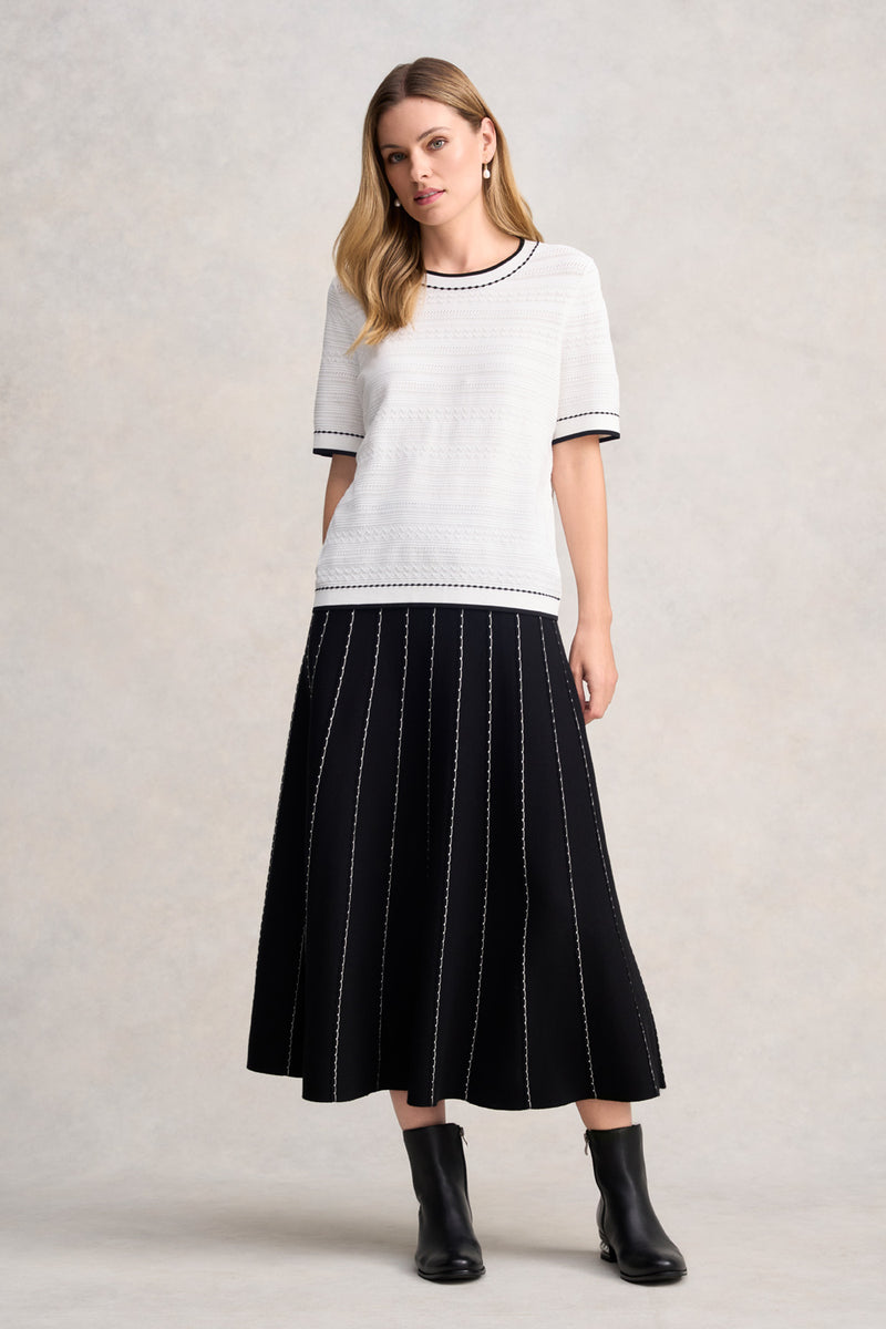 JACQUARD KNIT TOP - WHITE 