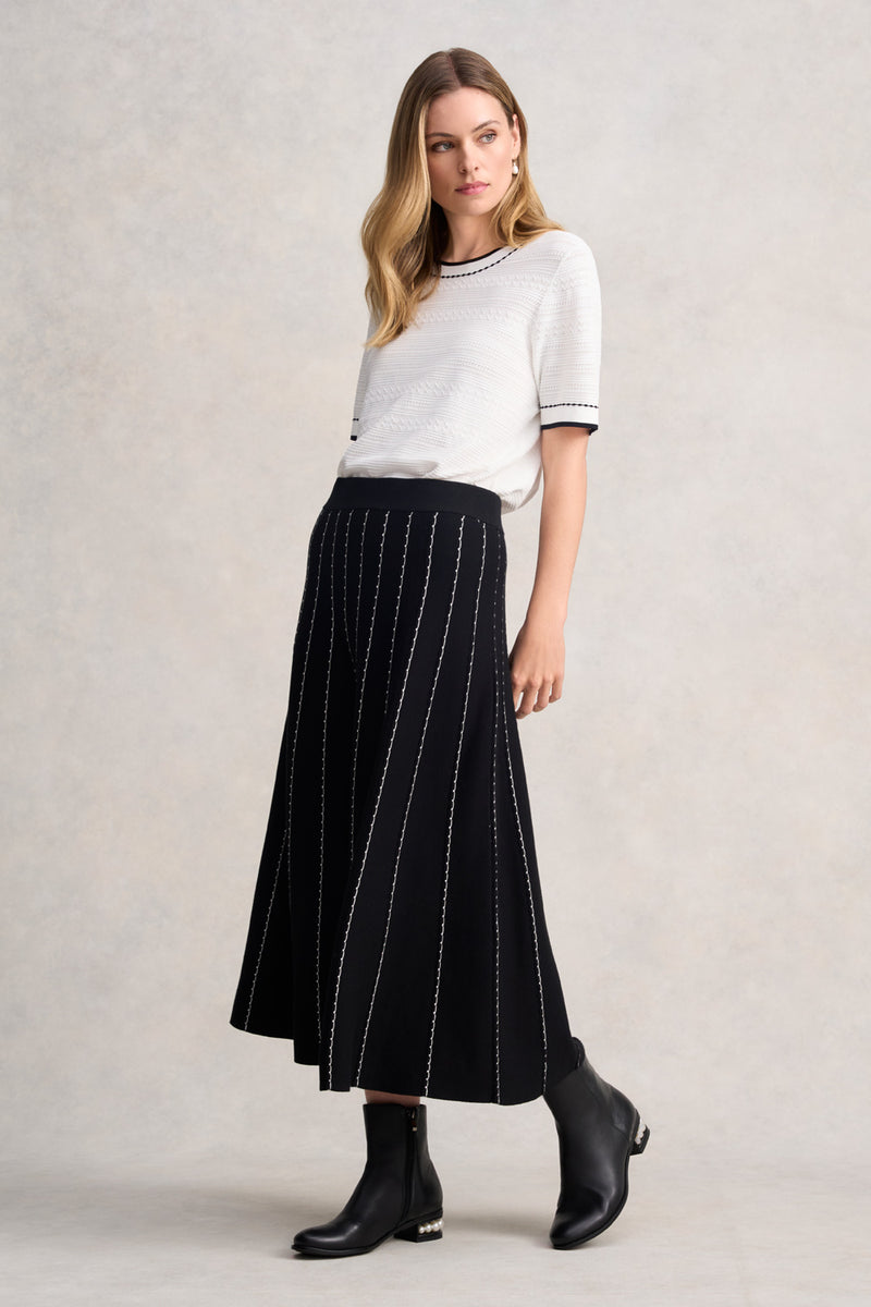 JACQUARD KNIT TOP - WHITE 