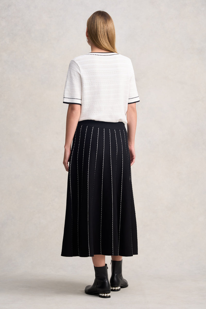 JACQUARD KNIT TOP - WHITE 