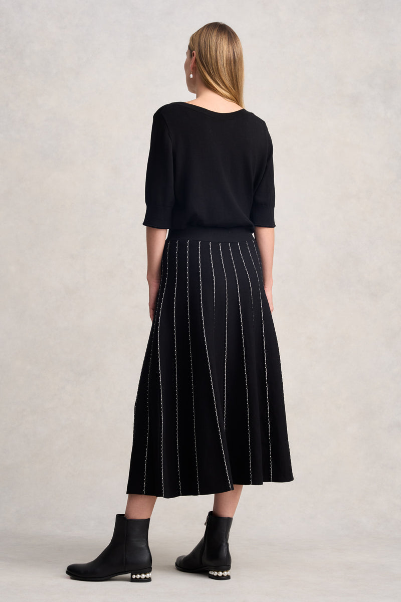 KNIT MIDI SKIRT - BLACK