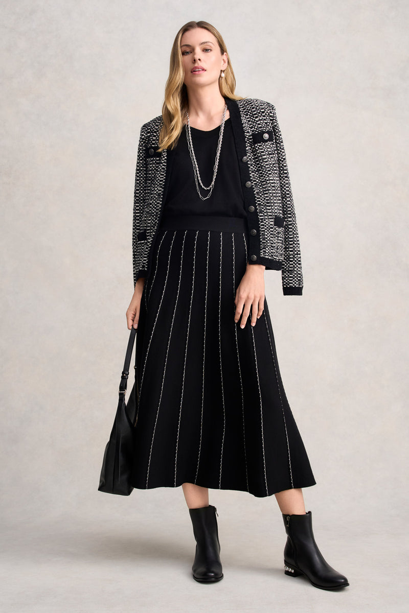 KNIT MIDI SKIRT - BLACK
