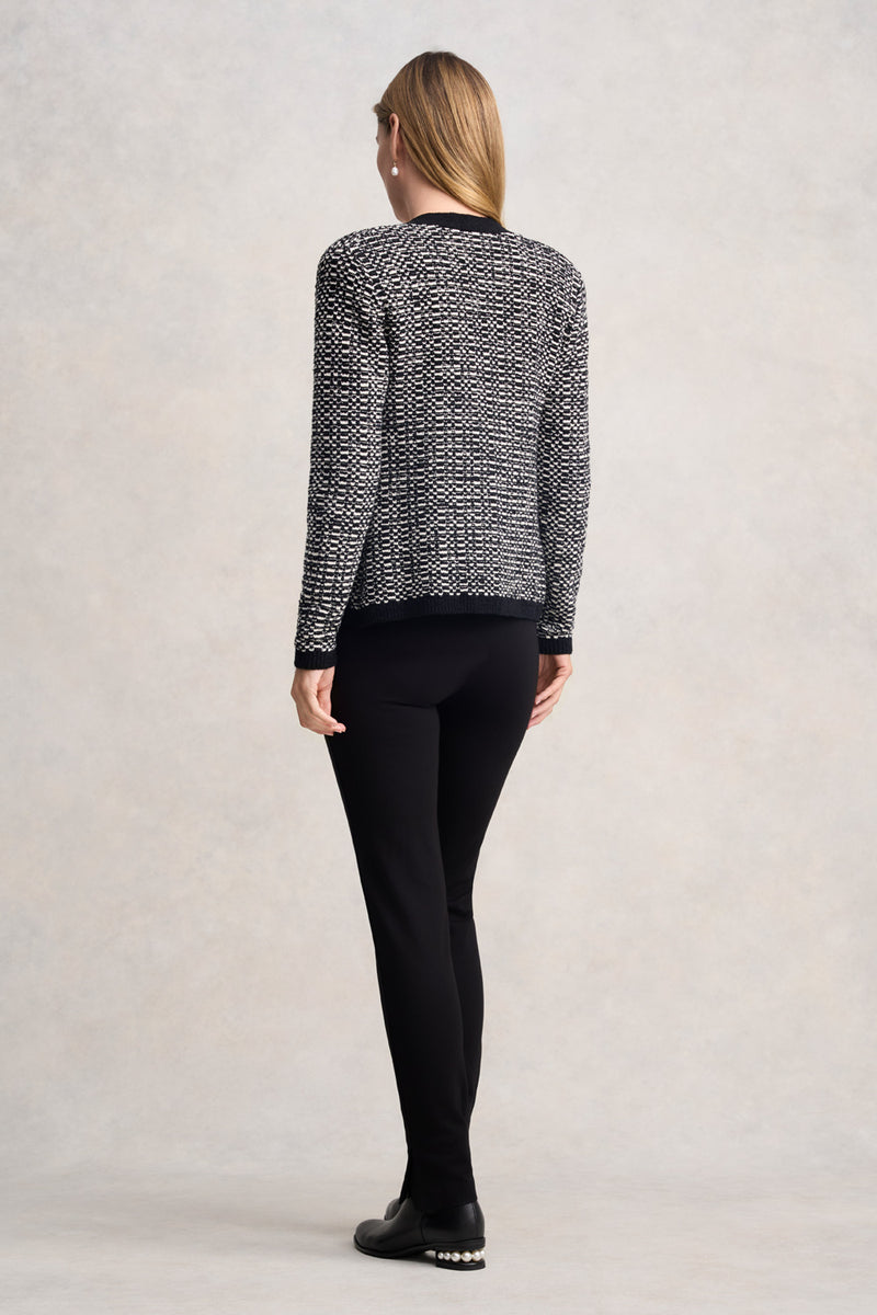 TAPE YARN CARDIGAN - BLACK MULTI