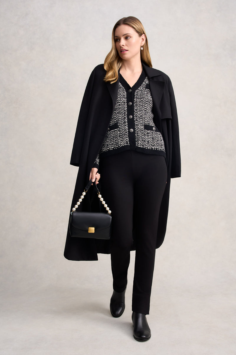 TAPE YARN CARDIGAN - BLACK MULTI