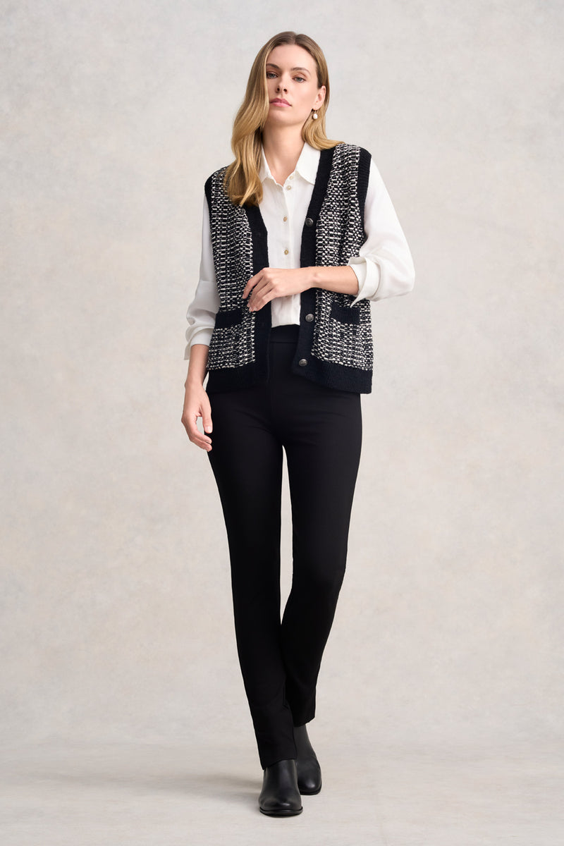 TAPE YARN VEST - BLACK MULTI