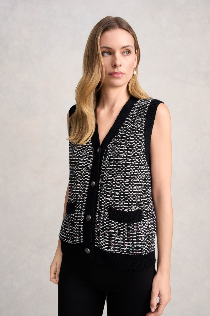 TAPE YARN VEST - BLACK MULTI