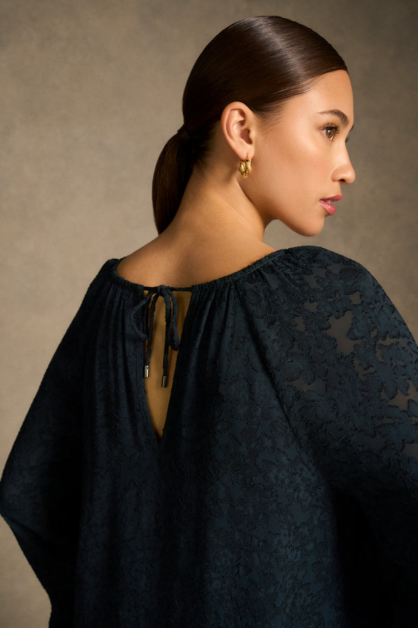 Cascading Georgette Blouse - Ink